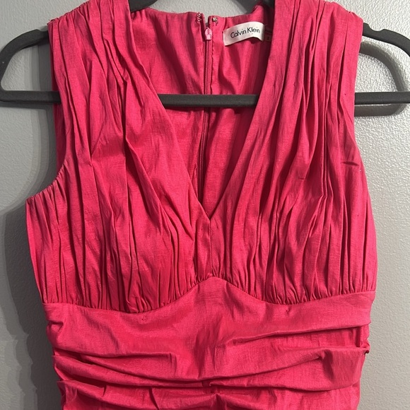 Calvin Klein Pink Ruched Bodycon Mini Dress SZ 2 - Picture 3 of 9
